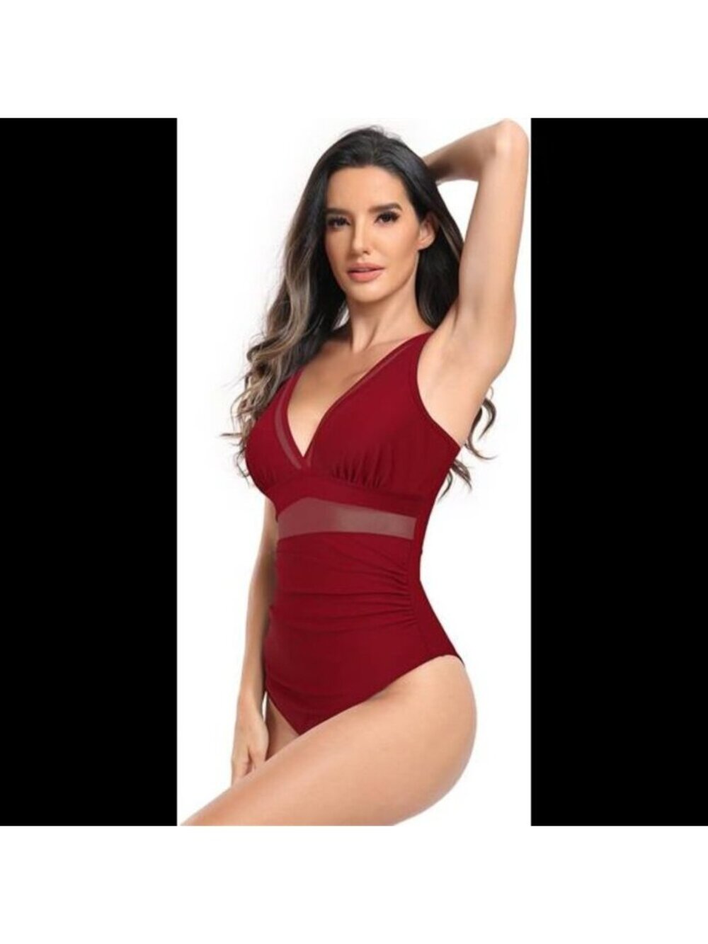 Women's Sexy Mesh Tummy Control Swimsuit Push Up High Waisted Bathing Suit - Picture 2 of 7